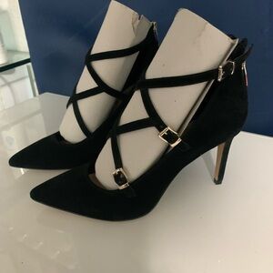 New Vince Camuto sude Black Strappy Heels